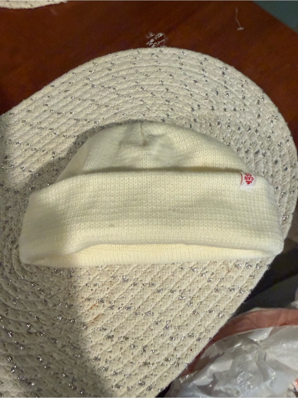 Cream Knit Folded Cuff Beanie - Women's Winter Hat